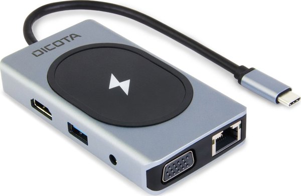 Dicota USB-C Hub 10 σε 1, 4K HDMI, VGA, RJ-45, Power Delivery 100W, Αλουμίνιο, Μαύρο/Ασημί