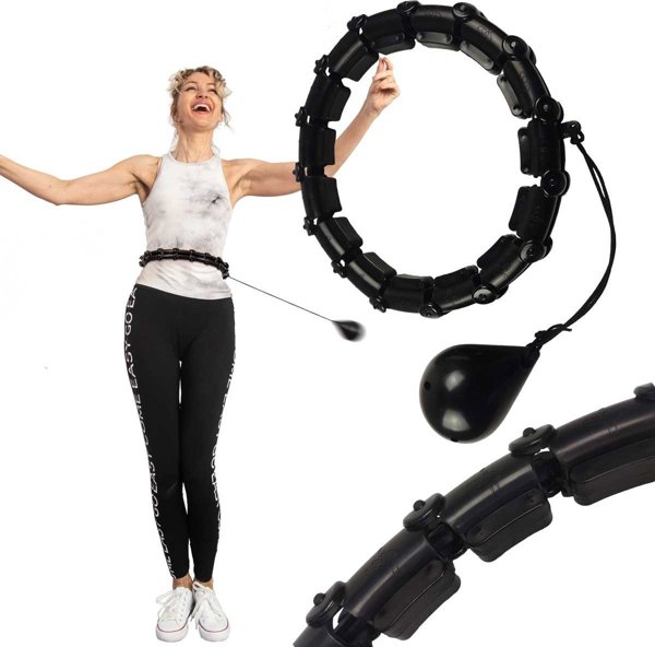 Enero Fit Χούλα Χουπ με Μασάζ και Βάρος για Αδυνάτισμα, Μαύρο
