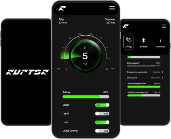 Ruptor R1 v2 Ηλεκτρικό Σκούτερ 500W, Αυτονομία 80 χλμ., Μαύρο