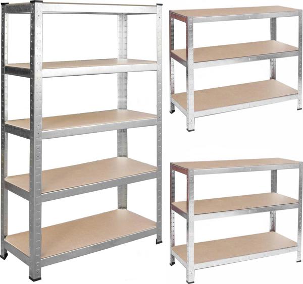 Μεταλλικό Ράφι Αποθήκης Humberg 180x90x40cm, Ενισχυμένη Κατασκευή με MDF 5mm, Ασημί
