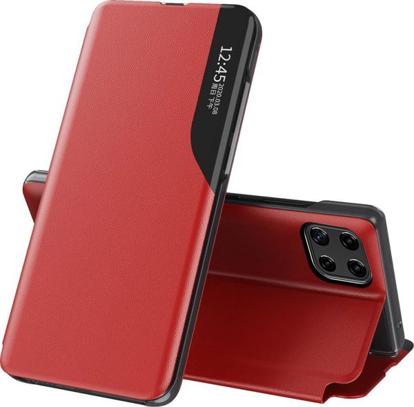 Hurtel Eco Leather View Case κομψή θήκη με καπάκι και λειτουργία βάσης Samsung Galaxy A22 4G κόκκινο