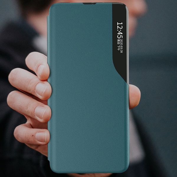 Hurtel Eco Leather View Case κομψή θήκη με καπάκι και λειτουργία βάσης Samsung Galaxy A22 4G κόκκινο