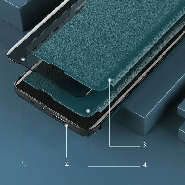 Hurtel Eco Leather View Case κομψή θήκη με καπάκι και λειτουργία βάσης Samsung Galaxy A22 4G κόκκινο