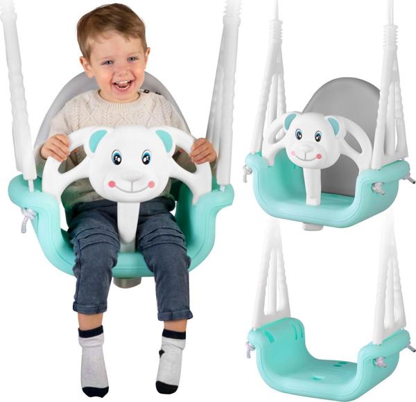 Ricokids Παιδική Κούνια 3 σε 1, Αρθρωτή Αιώρηση με Αντιολισθητικό Κάθισμα, Τιρκουάζ, 130cm