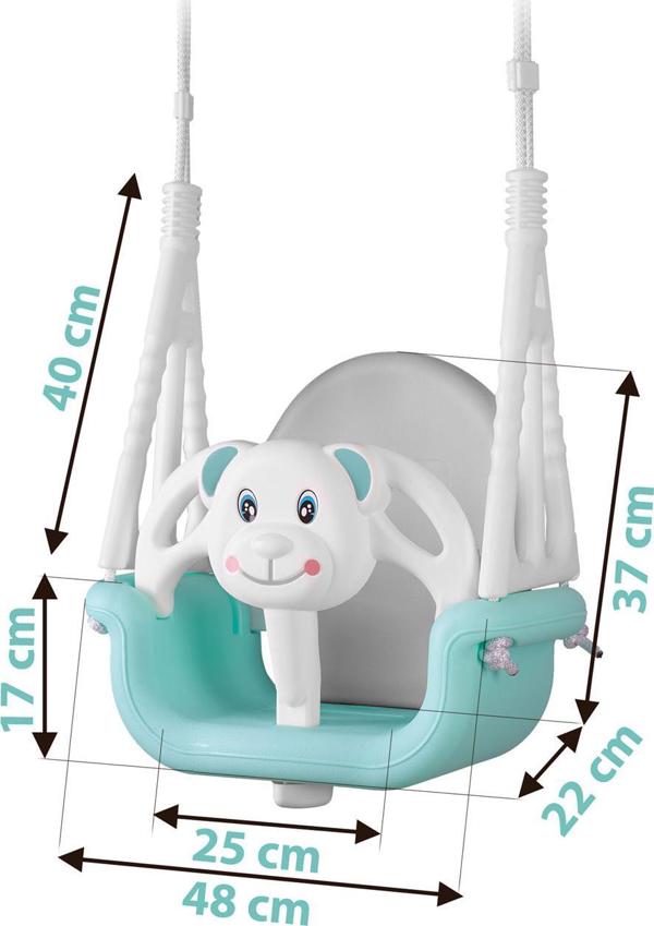 Ricokids Παιδική Κούνια 3 σε 1, Αρθρωτή Αιώρηση με Αντιολισθητικό Κάθισμα, Τιρκουάζ, 130cm
