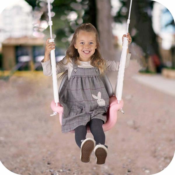 Ricokids Παιδική Κούνια-Κουβάς 3σε1 Mis Ροζ, Αντιολισθητική με Ρυθμιζόμενα Σχοινιά 130cm