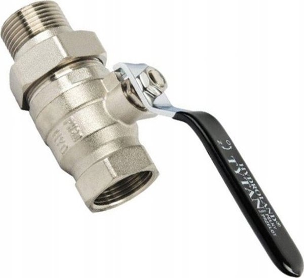 Hydroland Σφαιρική Βάνα Νερού 3/4" Τιτάνιο, Με Σύνδεσμο Και Χειρολαβή, Ανθεκτική Βάνα Ορείχαλκου Για Ύδρευση Και Θέρμανση, 30 bar, 120°C, ZKW-20-WS-R-H