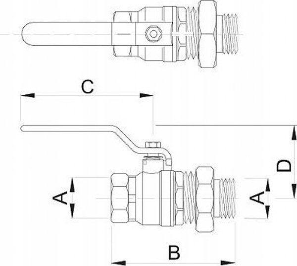 Hydroland Σφαιρική Βάνα Νερού 3/4" Τιτάνιο, Με Σύνδεσμο Και Χειρολαβή, Ανθεκτική Βάνα Ορείχαλκου Για Ύδρευση Και Θέρμανση, 30 bar, 120°C, ZKW-20-WS-R-H