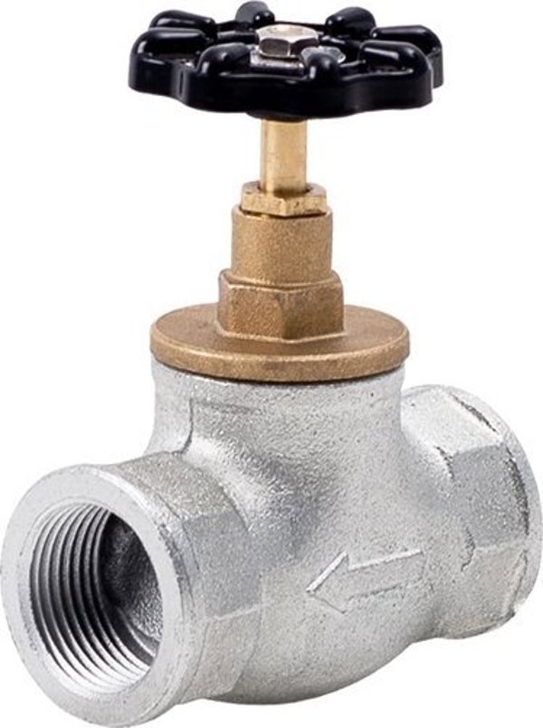 Hydroland Βαλβίδα Διέλευσης Νερού Χυτοσίδηρη 2" (DN50) με Ορειχάλκινη Κεφαλή – Γαλβανισμένο Σώμα για Κεντρική Θέρμανση