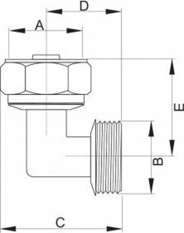 Hydroland Γωνία PEX Βιδωτή 16mm x 3/4" για Υδραυλικές Εγκαταστάσεις και Θέρμανση - PX-R.KOGZ.16X3/4