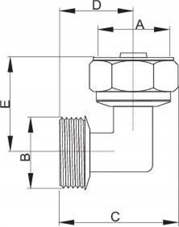 Hydroland Γωνία PEX Βιδωτή 16mm x 3/4" για Υδραυλικές Εγκαταστάσεις και Θέρμανση - PX-R.KOGZ.16X3/4