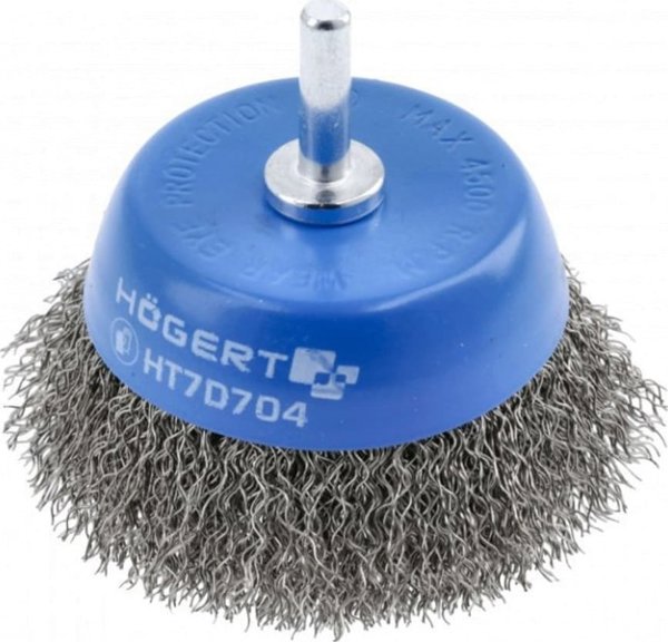 Hogert Technik Szczotka czolowa z trzpieniem 75 mm, drut ze stali nierdzewnej 0.3 mm