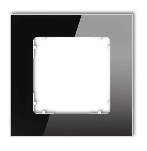 Karlik ICON Μονό Πλαίσιο Διακόπτη Τετράγωνο με Εφέ Γυαλιού, Μαύρο Πλαίσιο & Λευκή Βάση 12-0-IRSK-1