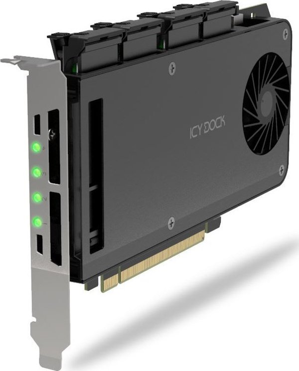 Προσαρμογέας Κινητής Βάσης ICY DOCK 4-Θέσεων M.2 NVMe SSD σε PCIe 4.0 x 16