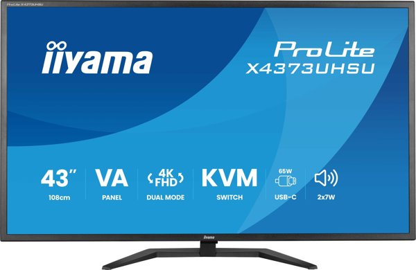 iiyama ProLite X4373UHSU-B2 monitor komputerowy 109,2 cm (43") 3840 x 2160 px 4K Ultra HD LED Czarny