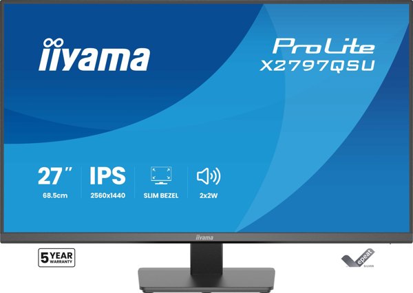 IIYAMA X2797QSU-B1 68,58cm 27Zoll IPS QHD 4-side slim bezel EyeComfort 350cd/m2 4ms Speakers 2x HDMI DP 2xUSB 3.2 2xUSB Type-C