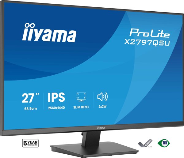 IIYAMA X2797QSU-B1 68,58cm 27Zoll IPS QHD 4-side slim bezel EyeComfort 350cd/m2 4ms Speakers 2x HDMI DP 2xUSB 3.2 2xUSB Type-C