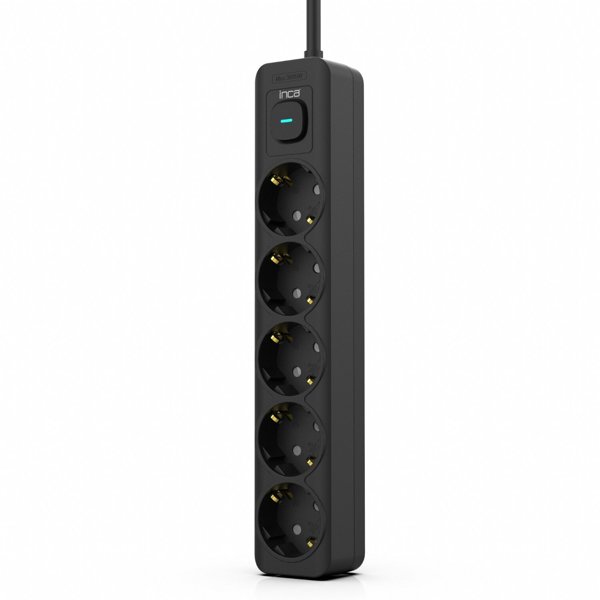 Inca INCA Steckdosenleiste IPW-44SY  5fach, LED Anz. Black   1,5m