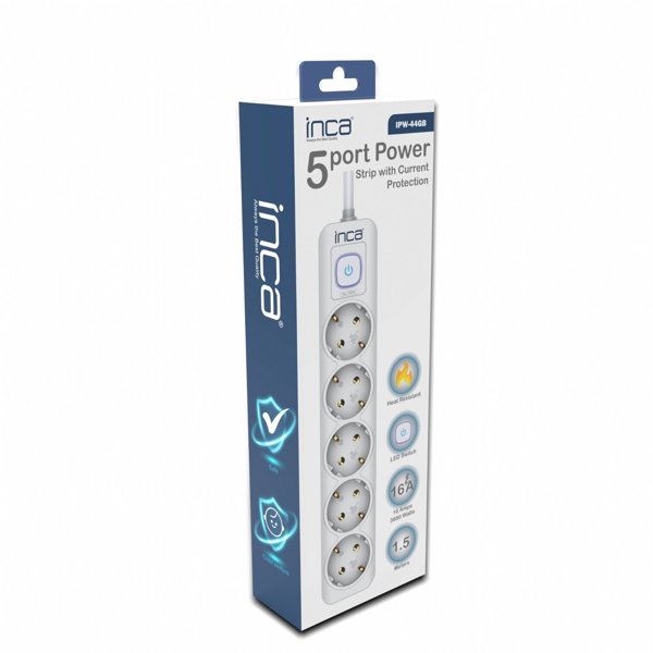 Inca INCA Steckdosenleiste IPW-44GB  5fach, LED Anz. Weiß    1,5m