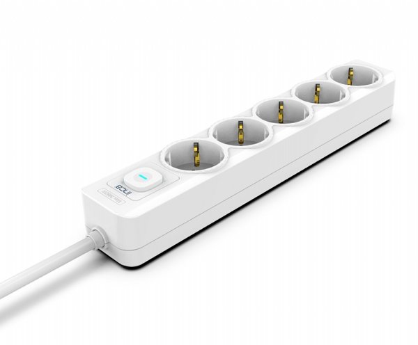 Inca Πολύπριζο IPW-44GB 5 Θέσεων με Διακόπτη LED, Λευκό, Καλώδιο 1.5m