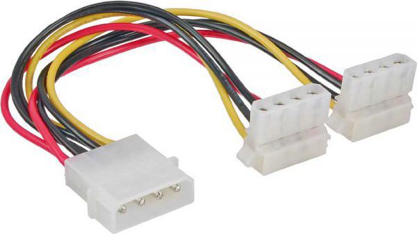 InLine Καλώδιο Τροφοδοσίας Molex 1x 4-Pin σε 2x 4-Pin Γωνιακό, 0.15m - Πολύχρωμο (29659W)