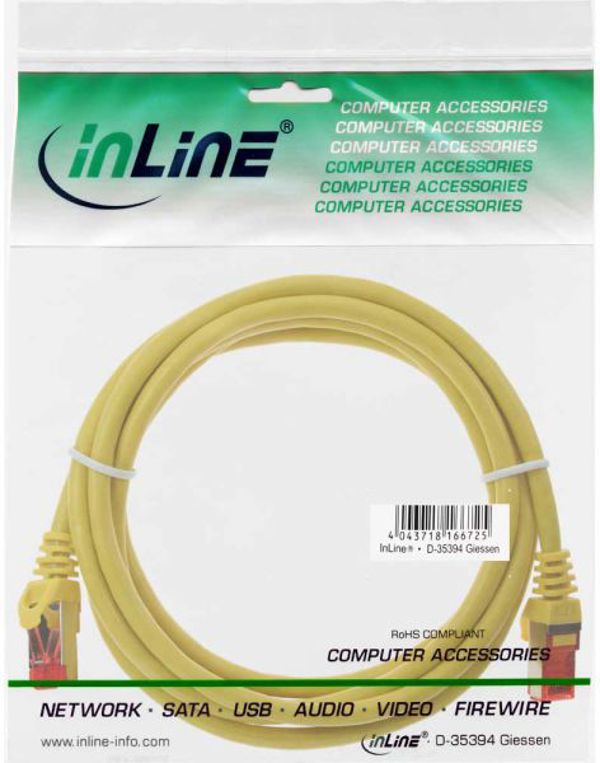 InLine Δικτυακό Καλώδιο Patchcord Cat.6 S/FTP PiMF, PVC, 250MHz, Κίτρινο, 0.25m