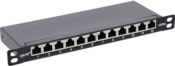 InLine InLine® 10" Patch panel Cat.6A 0.5U 12-port, black RAL9005