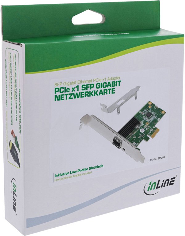 InLine® Gigabit Netzwerkkarte, 1x SFP, PCIe x1, inkl. low profile Slotblech