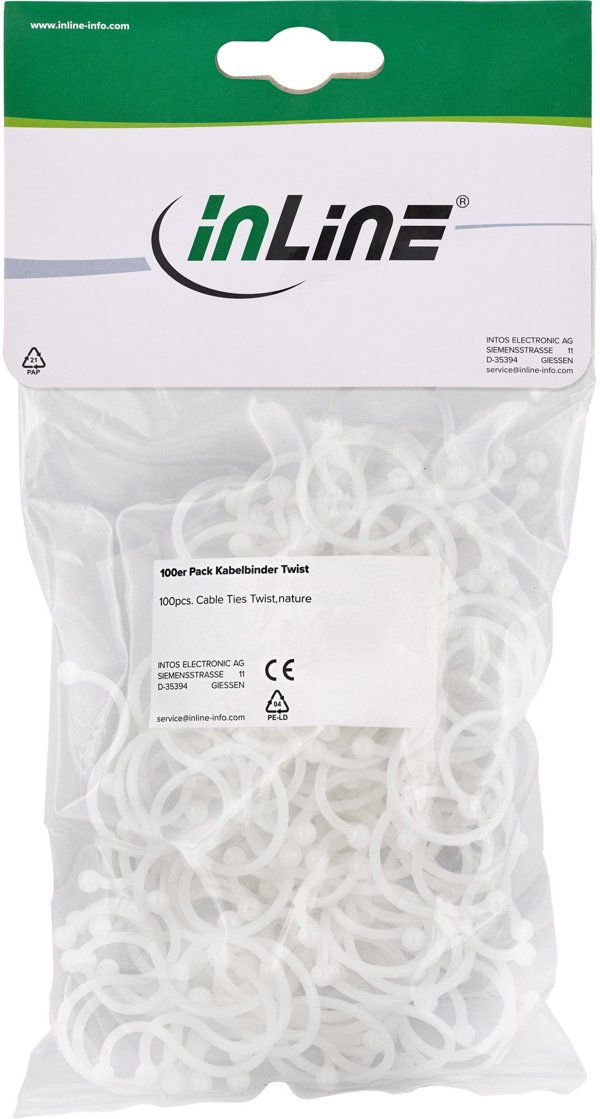 InLine InLine® Cable Ties Twist Ties 14-17mm white 100 pcs.
