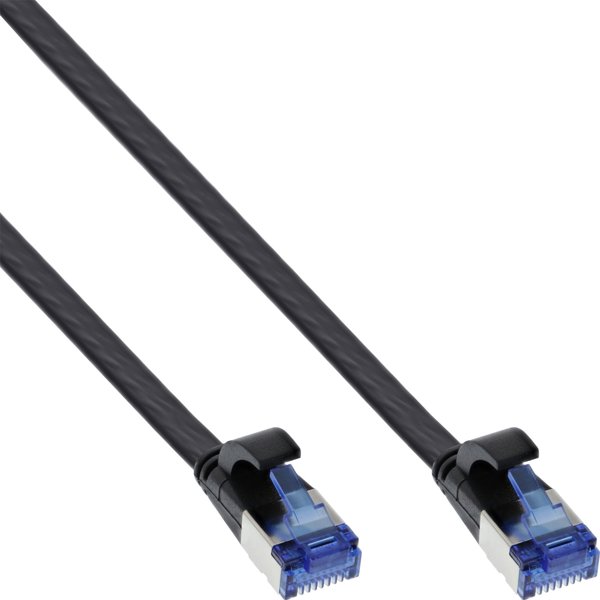 InLine Flat Patch Καλώδιο Δικτύου Cat.6A, U/FTP, 20m, Μαύρο, Halogen Free