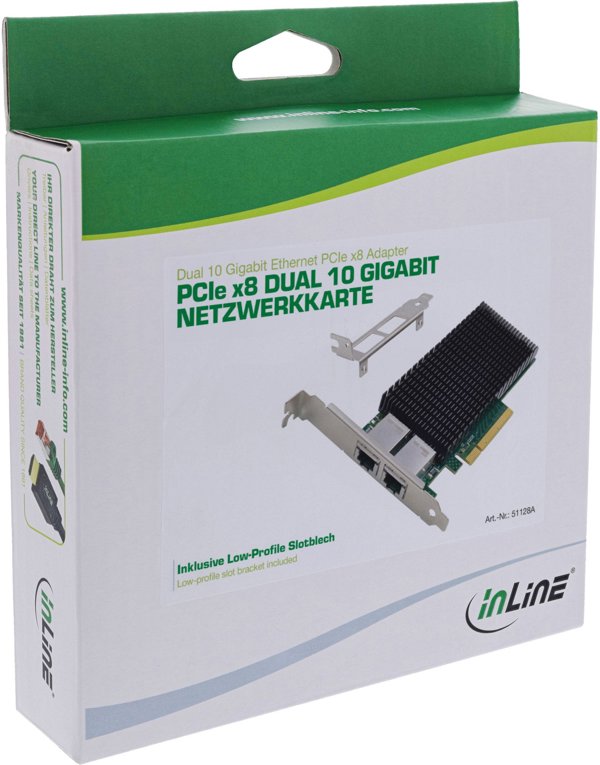 InLine® Dual 10-Gigabit Netzwerkkarte, 2x RJ45 10Gb/s, PCIe x8