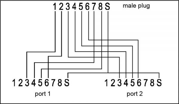 InLine Διπλασιαστής Θυρών ISDN 69932A, 1x RJ45 Αρσενικό σε 2x RJ45 Θηλυκές