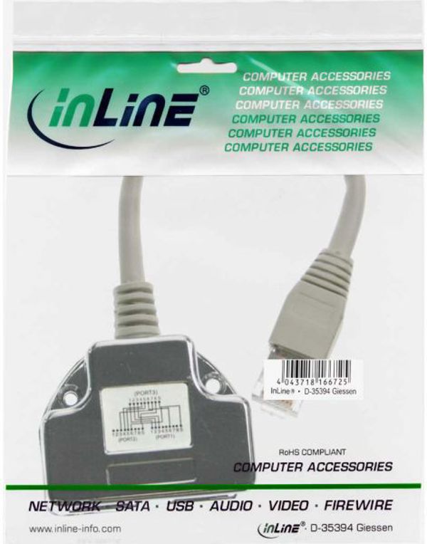 InLine Διπλασιαστής Θυρών ISDN 69932A, 1x RJ45 Αρσενικό σε 2x RJ45 Θηλυκές