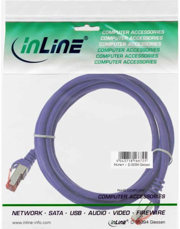 Καλώδιο Δικτύου InLine Patchcord Cat.6 S/FTP PiMF, PVC, 1.5m - Μοβ