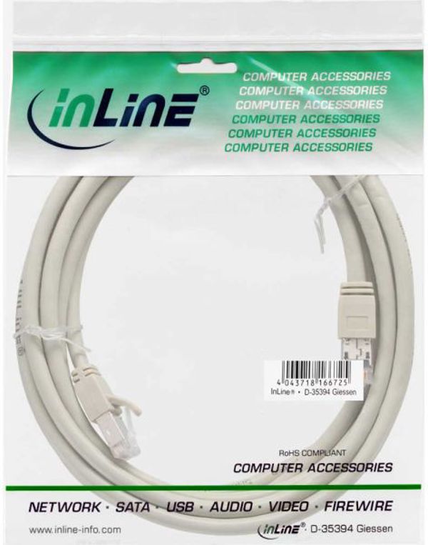 InLine Καλώδιο Δικτύου Patchcord S/FTP Cat.6, 2m, Γκρι (76702A)