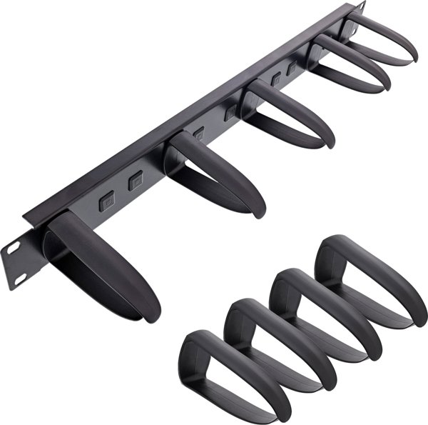 InLine InLine® 19" cable management panel, 9 plastic brackets removable, RAL 9005, black