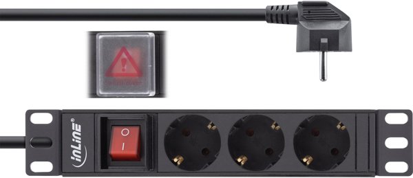 InLine InLine® 10" PDU, 3-port protective socket, with switch, 2m, black