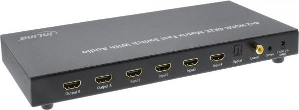 InLine® HDMI Matrix Switch / Umschalter, 4K2K, 4 Eingänge auf 2 Ausgänge - 65011K