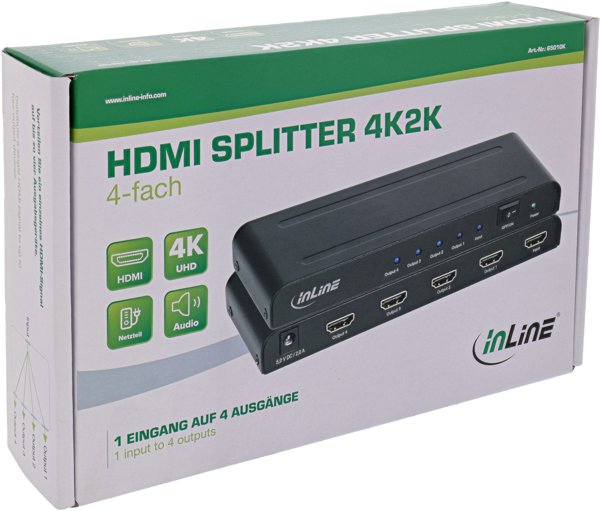 InLine® HDMI Splitter/Verteiler, 4-fach, 4K2K@60Hz kompatibel