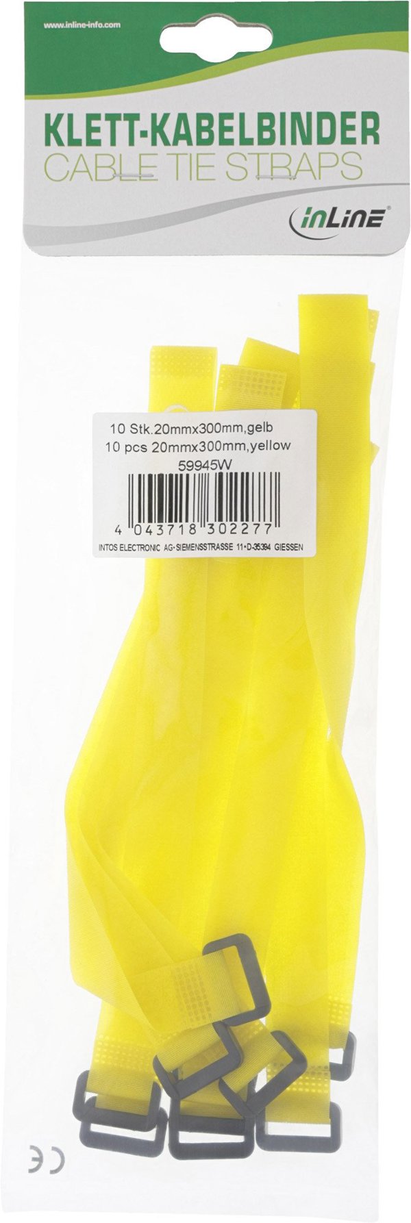 InLine InLine® Cable Strips hook-and-loop 20 x 200mm 10 pcs. gelb