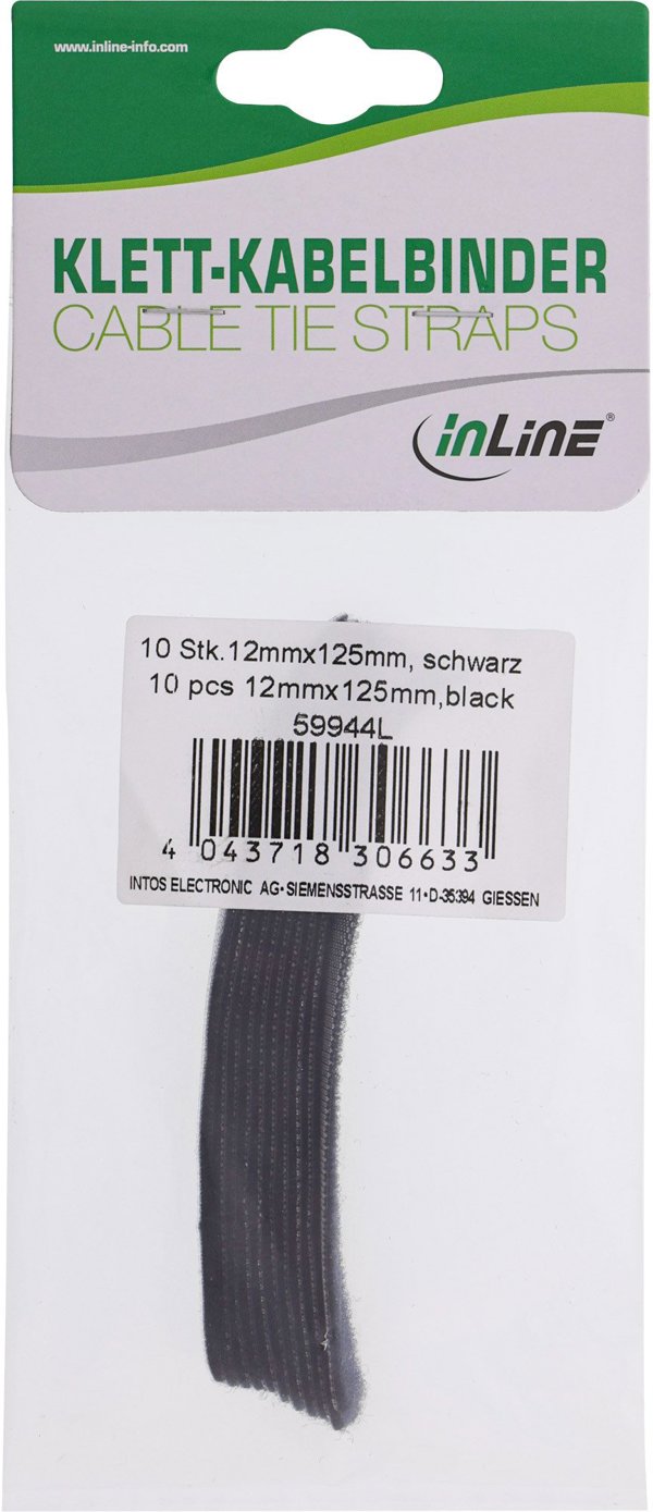 InLine InLine® Cable Strips hook-and-loop 12x125mm 10 pcs. black