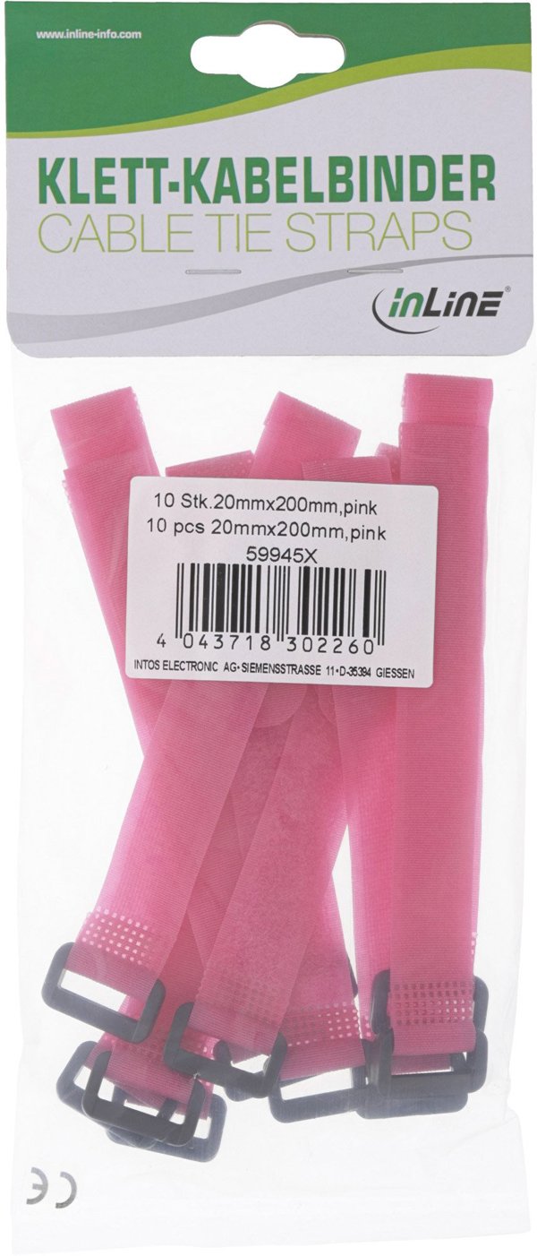 InLine InLine® Cable Strips hook-and-loop 20 x 200mm 10 pcs. pink