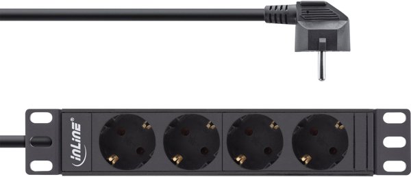 InLine InLine® 10" PDU, 4-port protective socket, without switch, 2m, black