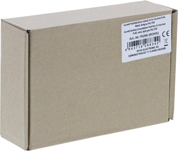 InLine InLine® Desktop Consolidation Point Box 8x Keystone RJ45, metal, light grey RAL7035