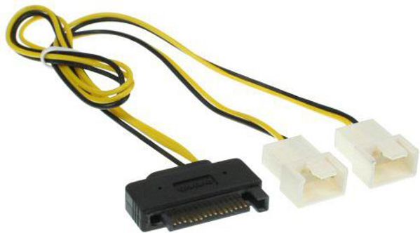 InLine SATA 15-pin - 2-pin x2, 0.3m, Πολύχρωμο (29683F)
