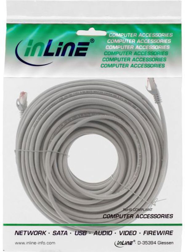 InLine Καλώδιο Δικτύου S/FTP Cat.6, 250MHz, Halogen Free, 50m, Γκρι (76955)
