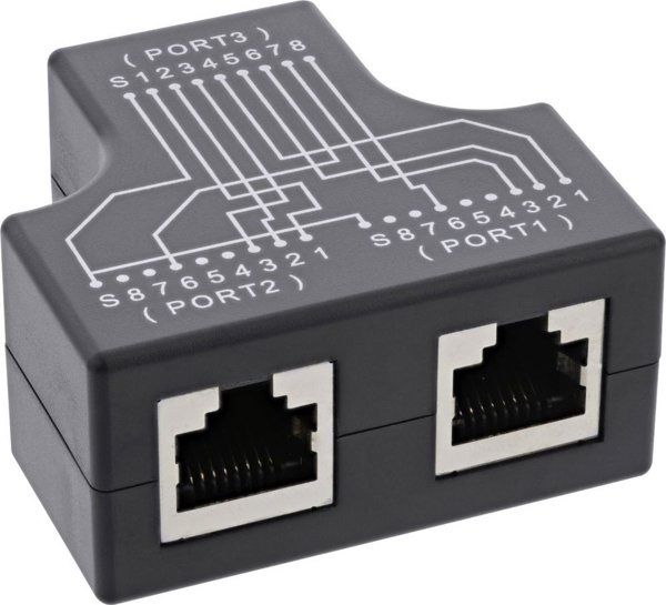 InLine Cat.5e STP T-Adapter, Διπλός Αντάπτορας Δικτύου RJ45 (Port-Doppler), 1x Θηλυκό σε 2x Θηλυκά