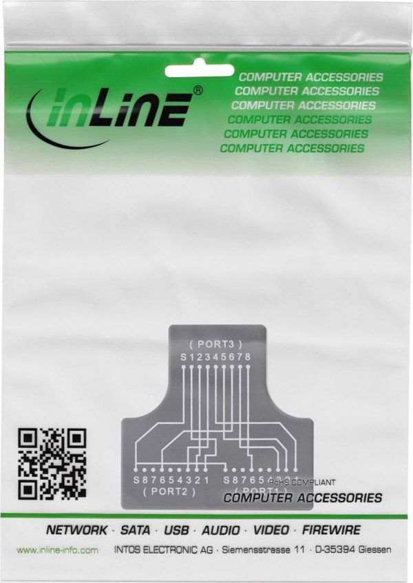 InLine Cat.5e STP T-Adapter, Διπλός Αντάπτορας Δικτύου RJ45 (Port-Doppler), 1x Θηλυκό σε 2x Θηλυκά