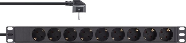 InLine 19" Socket strip, 9-way protective contact, without switch, 2m, black