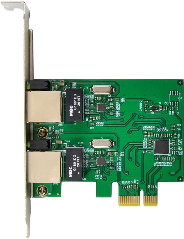 InLine® Dual Gigabit Netzwerkkarte, 2x RJ45 1Gb/s, PCIe x1, inkl. LP Slotblech